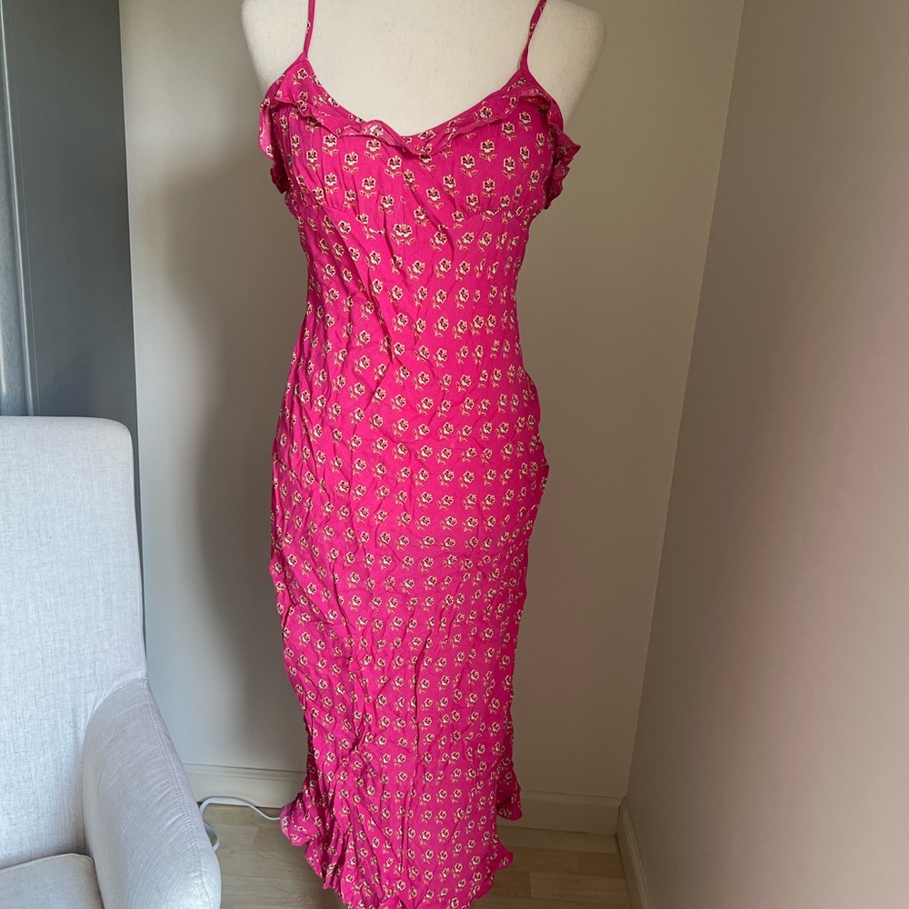 Revolve Pink Floral Spaghetti Strap Dress